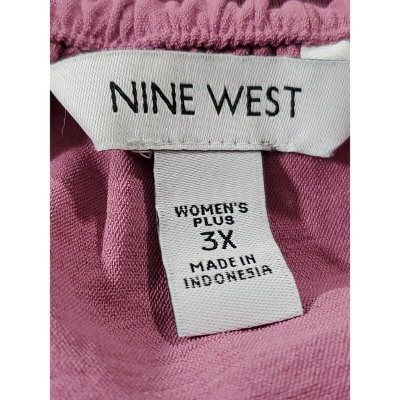 Nine West On/Off Shoulder Pinkish Mauve Long Sleeve Top 3X Ruffles Stretch - Picture 8 of 10